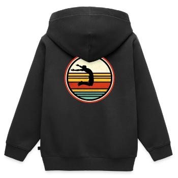 Long Jump 3 - Kinder Premium Organic Zip Hoodie - Schwarz - Hinten - AI Model Kid Male (0cm)