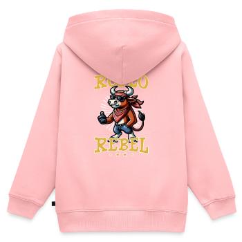 Rodéo Taureau Équitation Bétail Exposition Fermier Bovins - Sweat Premium à capuche zippé enfant bio - rose - Dos - AI Model Kid Female (0cm)
