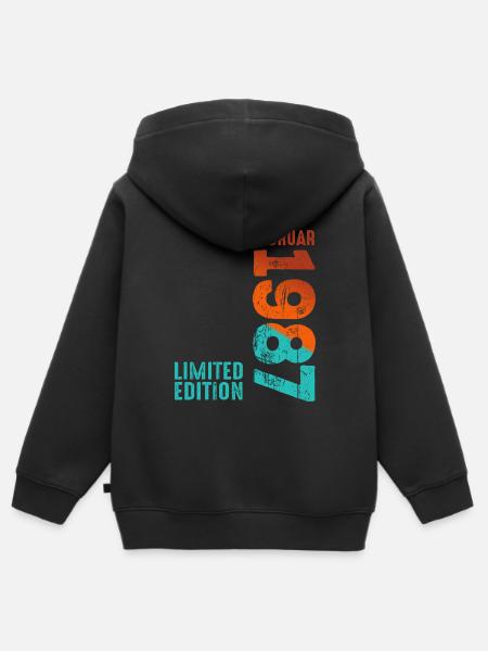 Limited Edition February 1987 Legendary Since - Kids Premium Organic Zip-up Hoodie - black
