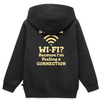 Ist Ihr Name Wi-fi? Weil Ich Eine Verbindung - Kinder Premium Organic Zip Hoodie - Schwarz - Hinten - AI Model Kid Male (0cm)