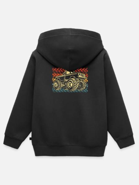 Monster Truck - Kinder Premium Organic Zip Hoodie - Schwarz