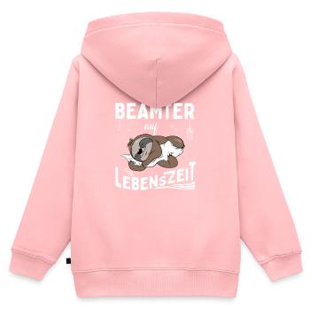 Fonctionnaire à vie - Sweat Premium à capuche zippé enfant bio - rose - Dos - AI Model Kid Female (0cm)