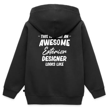 So Sieht Ein Großartiger Exterieur-designer Aus - Kinder Premium Organic Zip Hoodie - Schwarz - Hinten - AI Model Kid Male (0cm)