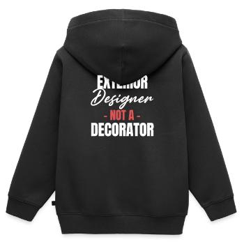 Exterieur-designer, Kein Dekorateur - Kinder Premium Organic Zip Hoodie - Schwarz - Hinten - AI Model Kid Male (0cm)