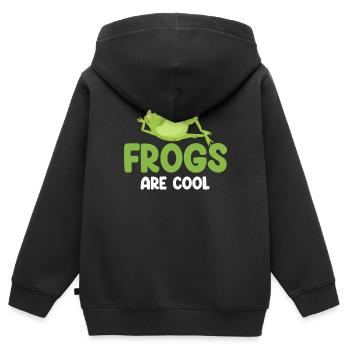 Les grenouilles sont des amateurs de grenouilles cool, - Sweat Premium à capuche zippé enfant bio - noir - Dos - AI Model Kid Male (0cm)