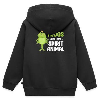 Les grenouilles sont mon animal de pouvoir Cottagecore Axolotl - Sweat Premium à capuche zippé enfant bio - noir - Dos - AI Model Kid Male (0cm)