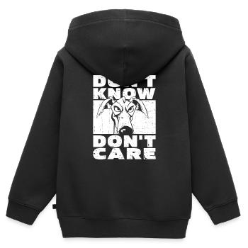Greyhound Greyhound Drôle Ne Pas Savoir Ne Pas S’En Souci - Sweat Premium à capuche zippé enfant bio - noir - Dos - AI Model Kid Male (0cm)