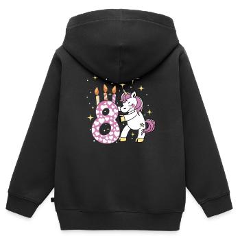 8. Geburtstag Kind 8 Jahre Alt Einhorn Geschenk - Kinder Premium Organic Zip Hoodie - Schwarz - Hinten - AI Model Kid Male (0cm)
