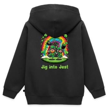 Irish Dancing Ireland Outfit Irish Music - Kinder Premium Organic Zip Hoodie - Schwarz - Hinten - AI Model Kid Male (0cm)