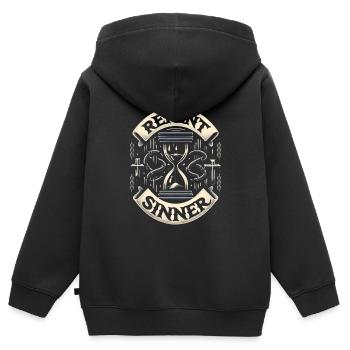 Repent Sinner 16 - Kids Premium Organic Zip-up Hoodie - black - Back - AI Model Kid Male (0cm)