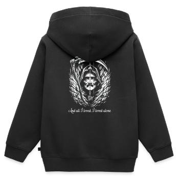 Edgar Allan Poe Fan, littérature classique, - Sweat Premium à capuche zippé enfant bio - noir - Dos - AI Model Kid Male (0cm)