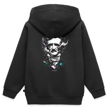 Edgar Allan Poe Fan, littérature classique, - Sweat Premium à capuche zippé enfant bio - noir - Dos - AI Model Kid Male (0cm)