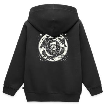 Fan d’Edgar Allan Poe, Littérature classique, - Sweat Premium à capuche zippé enfant bio - noir - Dos - AI Model Kid Male (0cm)