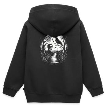 Edgar Allan Poe Fan, Klassische Literatur, - Kinder Premium Organic Zip Hoodie - Schwarz - Hinten - AI Model Kid Male (0cm)