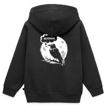 Edgar Allan Poe Fan, littérature classique, - Sweat Premium à capuche zippé enfant bio - noir - Dos - AI Model Kid Male (0cm)