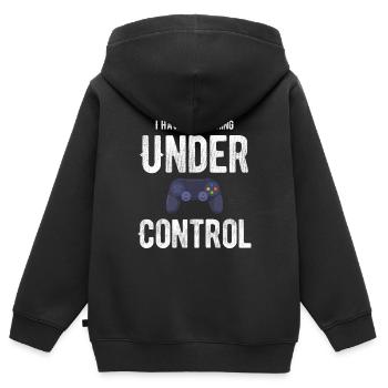Ich Habe Alles Unter Kontrolle Lustiger - Kinder Premium Organic Zip Hoodie - Schwarz - Hinten - AI Model Kid Male (0cm)
