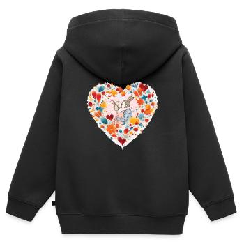 Liebliches Paar Lovely Couple - Kinder Premium Organic Zip Hoodie - Schwarz - Hinten - AI Model Kid Male (0cm)