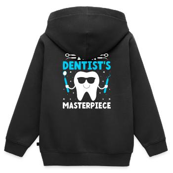 Ich bin ein Meisterwerk des Zahnarztes Zahnarzt Zahnarzt Zahnarzt - Kinder Premium Organic Zip Hoodie - Schwarz - Hinten - AI Model Kid Male (0cm)