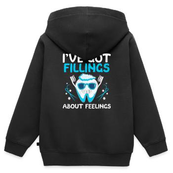 Ich habe Füllungen über Gefühle Zahnmedizin - Kinder Premium Organic Zip Hoodie - Schwarz - Hinten - AI Model Kid Male (0cm)