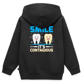 Smile It's Contagious Dentist Dental Dentistry Den - Kids Premium Organic Zip-up Hoodie - black - Back - AI Model Kid Male (0cm)