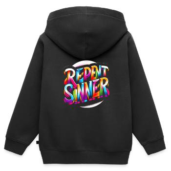 Repent Sinner 17 - Kids Premium Organic Zip-up Hoodie - black - Back - AI Model Kid Male (0cm)