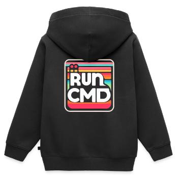 Run Cmd 35 - Kids Premium Organic Zip-up Hoodie - black - Back - AI Model Kid Male (0cm)
