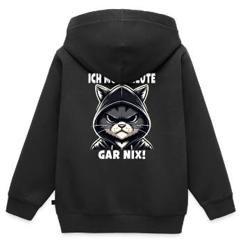 Ich muss heute gar nix! Sarkastisches - Kinder Premium Organic Zip Hoodie - Schwarz - Hinten - AI Model Kid Male (0cm)