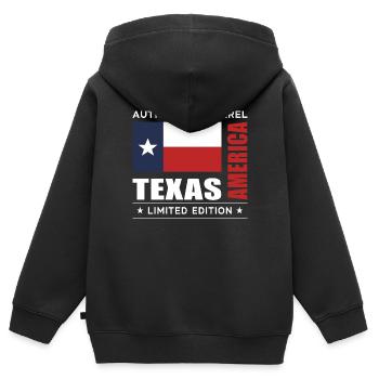 Texas - Sweat Premium à capuche zippé enfant bio - noir - Dos - AI Model Kid Male (0cm)