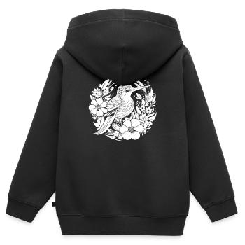 Kolibri Blumen Strichzeichnungen - Kinder Premium Organic Zip Hoodie - Schwarz - Hinten - AI Model Kid Male (0cm)
