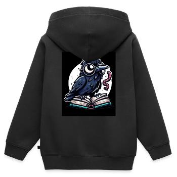 Edgar Allan Poe Fan, littérature classique, - Sweat Premium à capuche zippé enfant bio - noir - Dos - AI Model Kid Male (0cm)