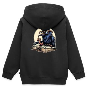 Edgar Allan Poe Fan, littérature classique, - Sweat Premium à capuche zippé enfant bio - noir - Dos - AI Model Kid Male (0cm)