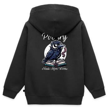 Fan d’Edgar Allan Poe, Littérature classique, - Sweat Premium à capuche zippé enfant bio - noir - Dos - AI Model Kid Male (0cm)