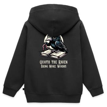 Fan d’Edgar Allan Poe, Littérature classique, - Sweat Premium à capuche zippé enfant bio - noir - Dos - AI Model Kid Male (0cm)