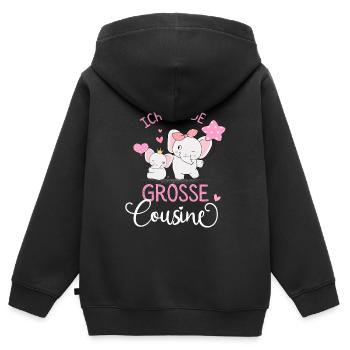 Ich werde Große Cousine 2025 Mädchen Regenbogen - Kinder Premium Organic Zip Hoodie - Schwarz - Hinten - AI Model Kid Male (0cm)