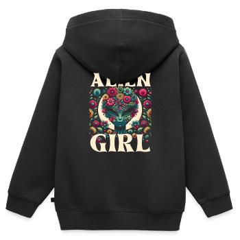 Alien Außerirdischer Alien Girl - Sweat Premium à capuche zippé enfant bio - noir - Dos - AI Model Kid Male (0cm)