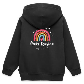 Ich werde Große Cousine 2025 Mädchen Regenbogen - Kinder Premium Organic Zip Hoodie - Schwarz - Hinten - AI Model Kid Male (0cm)