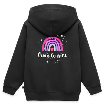 Ich werde Große Cousine 2025 Mädchen Regenbogen - Kinder Premium Organic Zip Hoodie - Schwarz - Hinten - AI Model Kid Male (0cm)