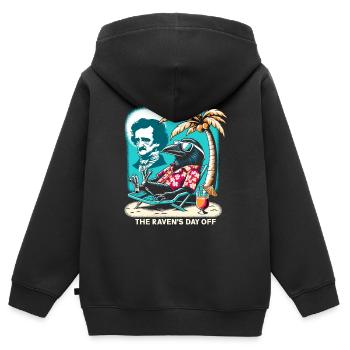 Fan d’Edgar Allan Poe, Littérature classique, - Sweat Premium à capuche zippé enfant bio - noir - Dos - AI Model Kid Male (0cm)