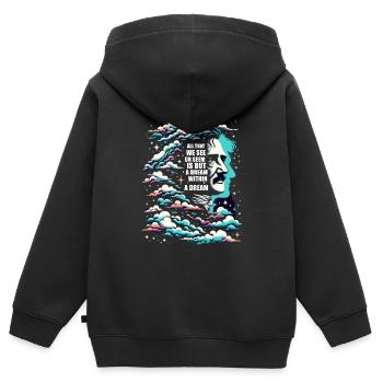 Fan d’Edgar Allan Poe, Littérature classique, - Sweat Premium à capuche zippé enfant bio - noir - Dos - AI Model Kid Male (0cm)
