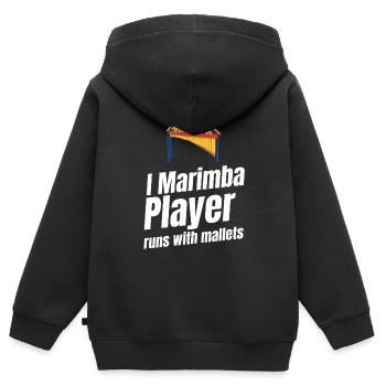 I Joueur de Marimba courant avec des maillets Orchestre - Sweat Premium à capuche zippé enfant bio - noir - Dos - AI Model Kid Male (0cm)