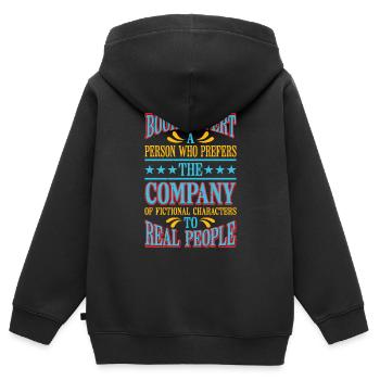 Booktrovert Définition Description 6 - Sweat Premium à capuche zippé enfant bio - noir - Dos - AI Model Kid Male (0cm)