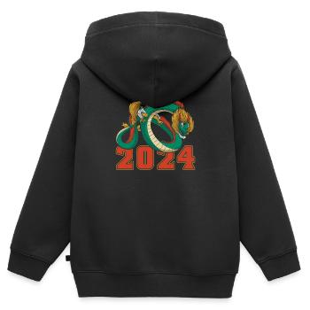 Jahr Des Drachen 2024 - Kinder Premium Organic Zip Hoodie - Schwarz - Hinten - AI Model Kid Male (0cm)