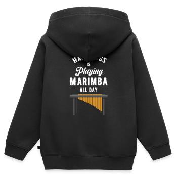 Das Glück Spielt Den Ganzen Tag Marimba Posaune - Kinder Premium Organic Zip Hoodie - Schwarz - Hinten - AI Model Kid Male (0cm)