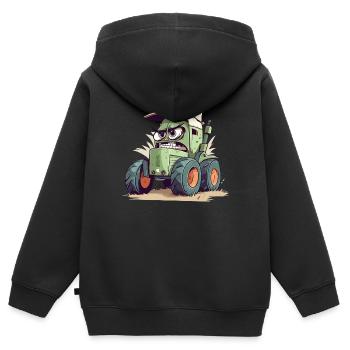 Kanzy der wütende Traktor - Kinder Premium Organic Zip Hoodie - Schwarz - Hinten - AI Model Kid Male (0cm)