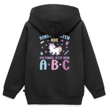 Bye Kindergarten Einhorn Kita Abgänger Mädchen - Kinder Premium Organic Zip Hoodie - Schwarz - Hinten - AI Model Kid Male (0cm)