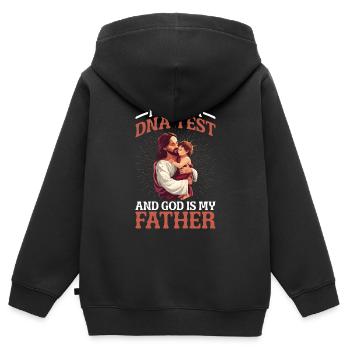 J’ai fait un test ADN et Dieu est mon père 36 - Sweat Premium à capuche zippé enfant bio - noir - Dos - AI Model Kid Male (0cm)