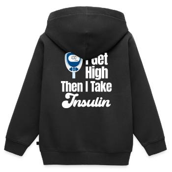 Je me défonce, puis je prends de l’insuline de manière plus amusante - Sweat Premium à capuche zippé enfant bio - noir - Dos - AI Model Kid Male (0cm)