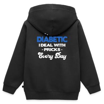 Ich Bin Diabetiker, Ich Habe Jeden Tag Mit - Kinder Premium Organic Zip Hoodie - Schwarz - Hinten - AI Model Kid Male (0cm)