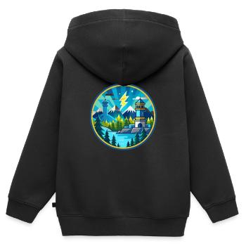 Thunder Bay - Sweat Premium à capuche zippé enfant bio - noir - Dos - AI Model Kid Male (0cm)