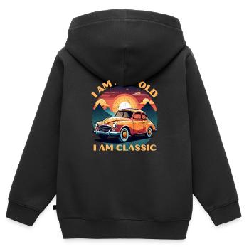Je ne suis pas vieux, je suis classique - Sweat Premium à capuche zippé enfant bio - noir - Dos - AI Model Kid Male (0cm)